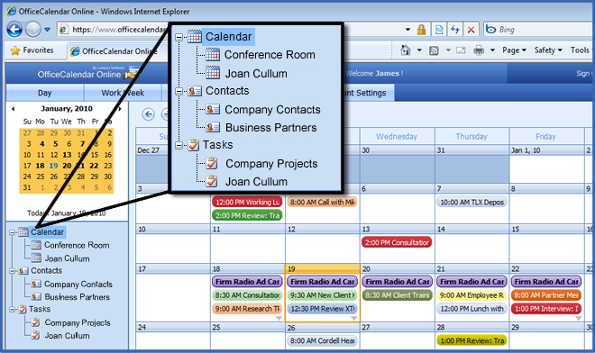 Outlook Web Access with OfficeCalendar Online