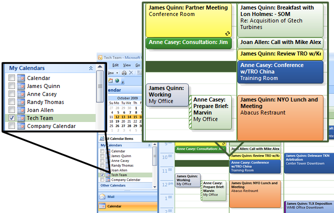 Outlook Group Calendar: Week View