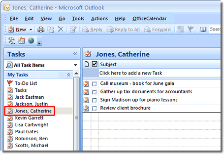 share outlook tasks with OfficeCalendar